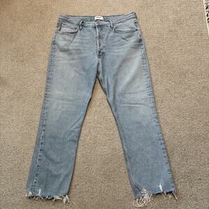 Agolde Jeans Womens 32/26 Riley High Rise Straight Crop Button Fly Designer